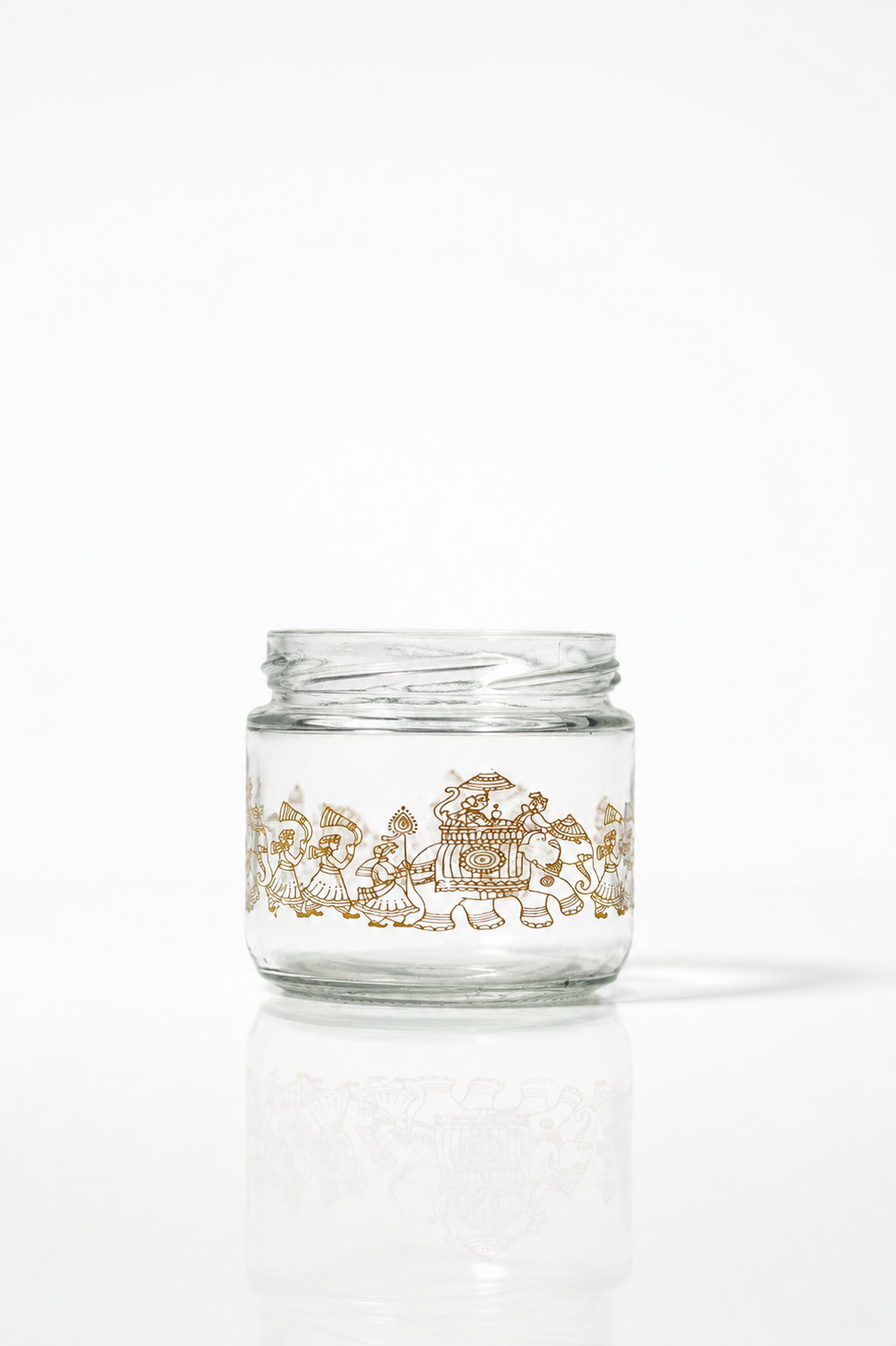 Clear Glass Jar with Gold Elephant Print